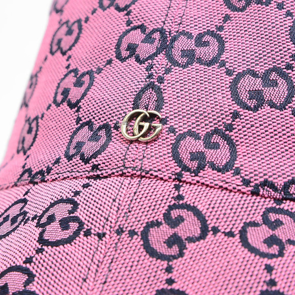 Gucci GG Pattern Fedora Hat Bucket Pink/Black 656573 L/59 size - Picture 3 of 7